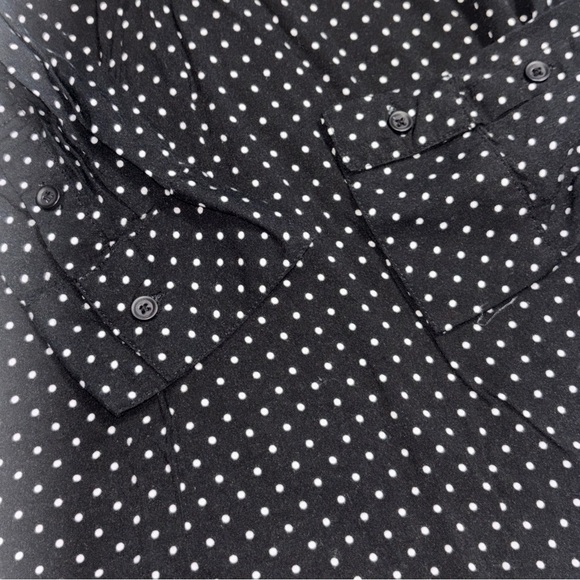 Old Navy Tunic Shirt Women's Black White Polka Dot‎ Long Sleeve Blouse Rayon SzM - Picture 3 of 10